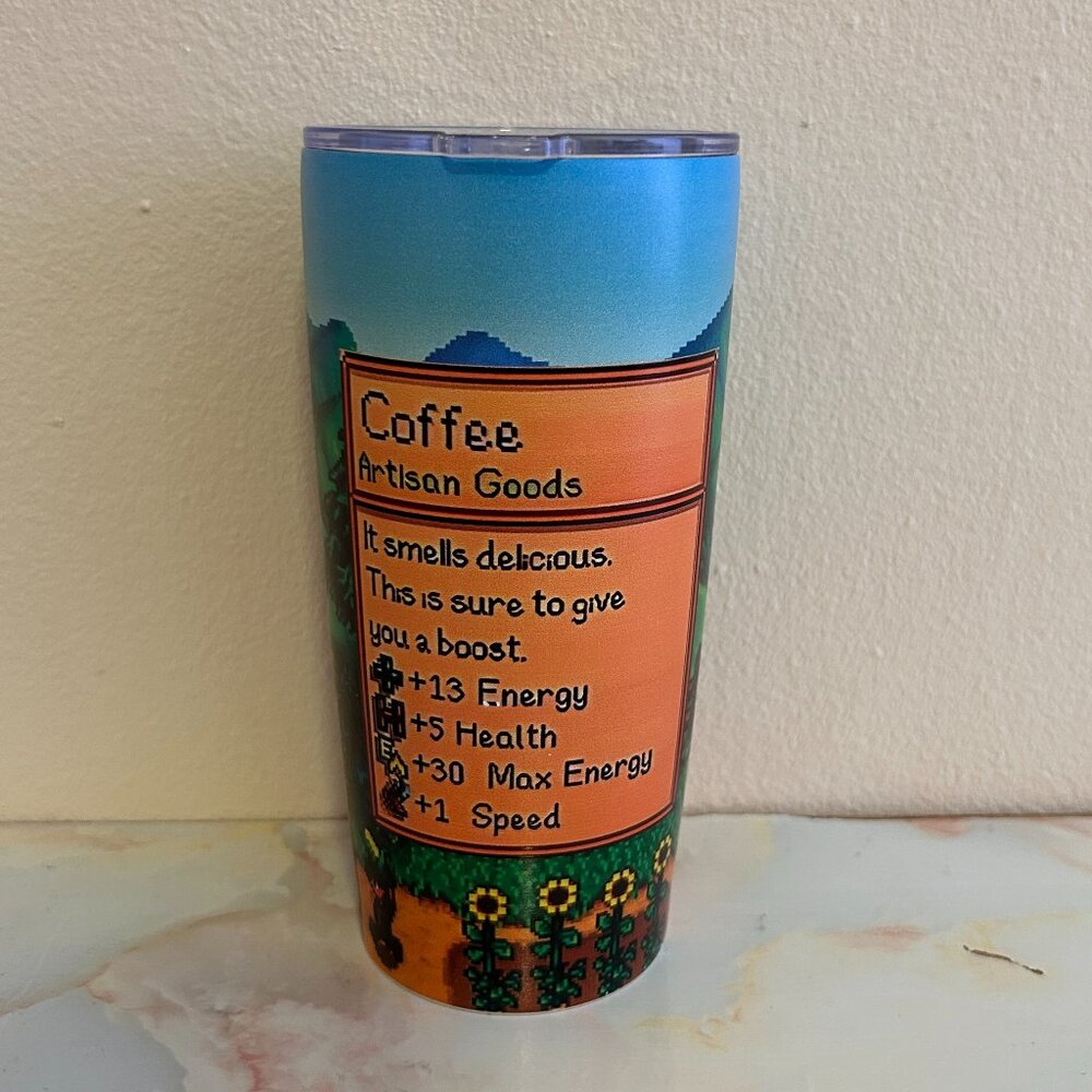 Stardew Valley coffee tumbler Video Game Travel Mug Cup - 24 oz with Sip Lid